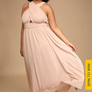 Lulu's dusty rose pale bridesmaid long dress